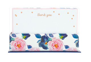 Flat Notes: Navy & Pink Floral – Briefkarten mit Kuverts für vielfältige Anlässe: marineblau & pink geblümt