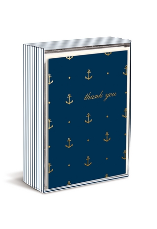 Boxed Notes: Gold Anchors – Gruß- und Geschenkkartenbox mit Kuverts: Goldene Anker