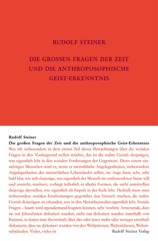 Die großen Fragen der Zeit und die anthroposophische Geist-Erkenntnis