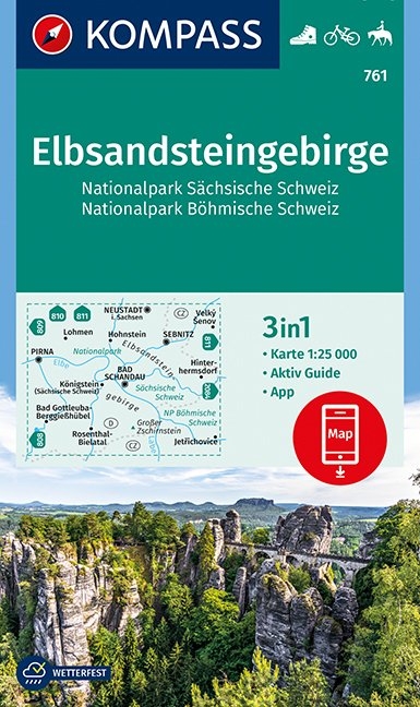 KOMPASS Wanderkarte Elbsandsteingebirge, Nationalpark S&auml;chsische Schweiz, Nationalpark B&ouml;hmische Schweiz - 
