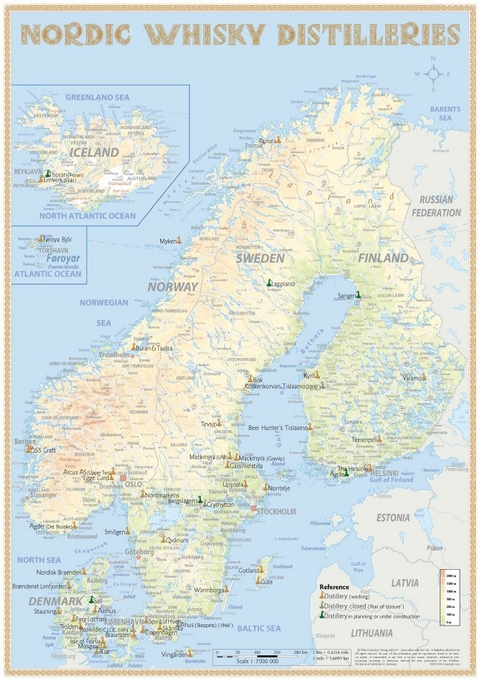 Nordic Whisky Distilleries - Tasting Map 24x34cm - R&uuml;diger J&ouml;rg Hirst