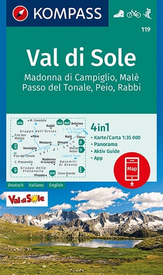 KOMPASS Wanderkarte Val di Sole, Madonna di Campiglio, Malè, Passo del Tonale, Peio, Rabbi