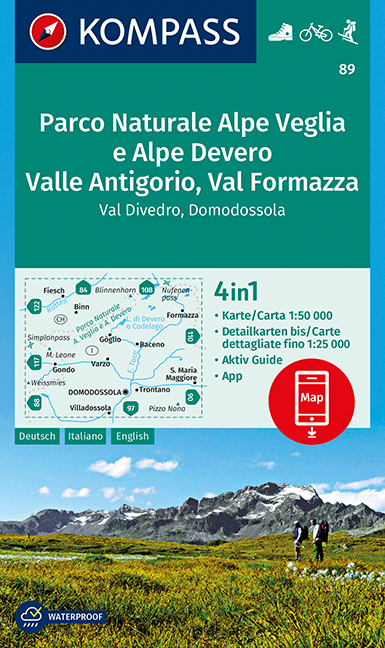 KOMPASS Wanderkarte Parco Naturale Alpe Veglia e Alpe Devero, Valle Antigorio, Val Formazza, Val Divedro, Domodossola - 