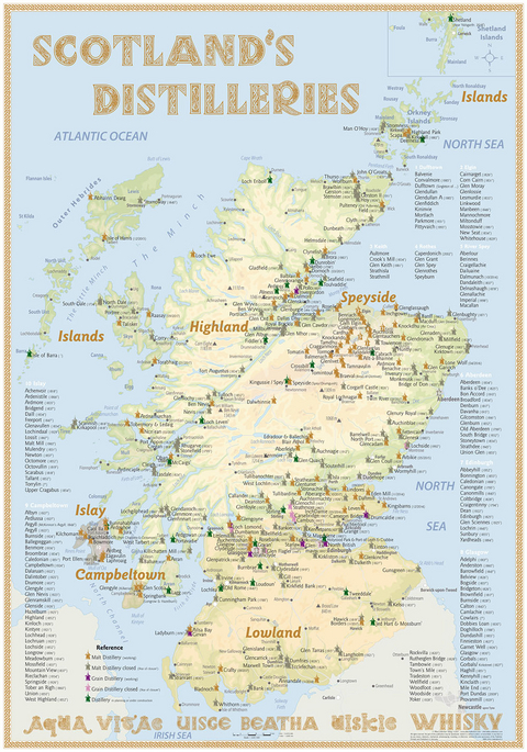 Whisky Distilleries Scotland - Poster 70x100cm Standard Edition - R&uuml;diger J&ouml;rg Hirst