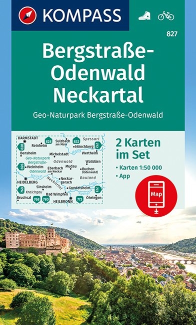 KOMPASS Wanderkarte Bergstra&szlig;e-Odenwald, Neckartal, Geo-Naturpark Bergstra&szlig;e-Odenwald - 