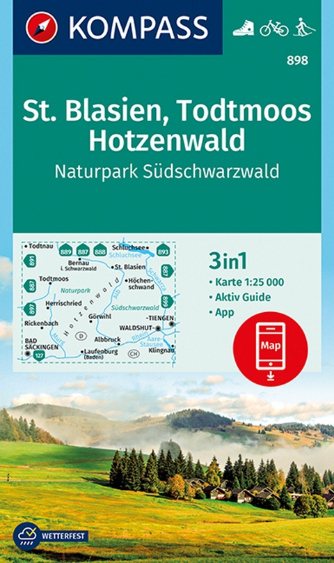 KOMPASS Wanderkarte 898 St. Blasien, Todtmoos, Hotzenwald, Naturpark S&uuml;dschwarzwald 1:25.000