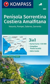 KOMPASS Wanderkarte 682 Penisola Sorrentina, Costiera Amalfitana, Vesuvio, Pompei, Salerno, Sorrento 1:50.000