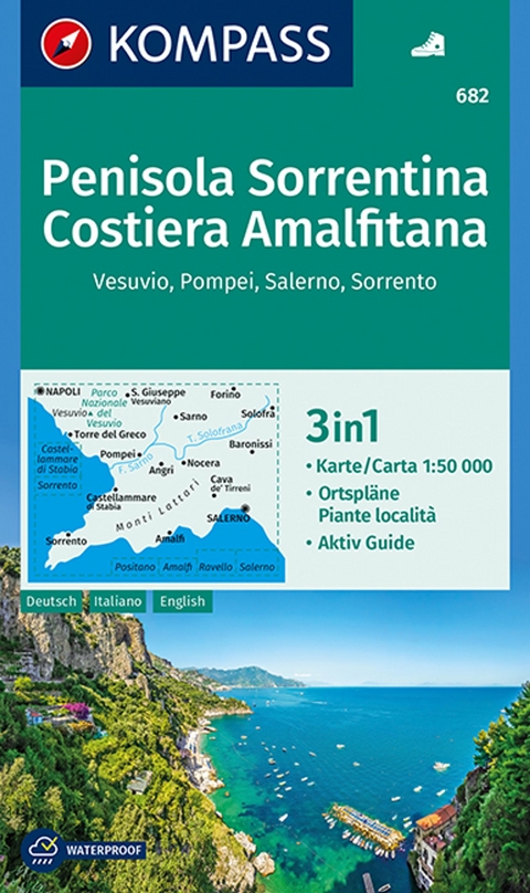 KOMPASS Wanderkarte 682 Penisola Sorrentina, Costiera Amalfitana, Vesuvio, Pompei, Salerno, Sorrento 1:50.000