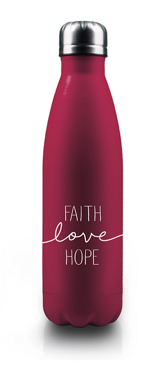 Faith-Love-Hope - Isolierflasche (beerenrot metallic)