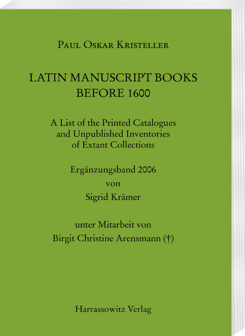 Latin Manuscript Books before 1600 - Paul O. Kristeller