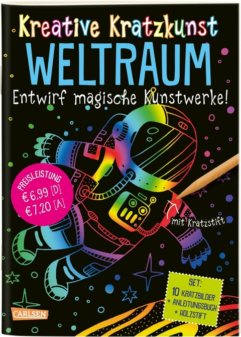Kreative Kratzkunst: Weltraum: Set mit 10 Kratzbildern, Anleitungsbuch und Holzstift - Anton Poitier