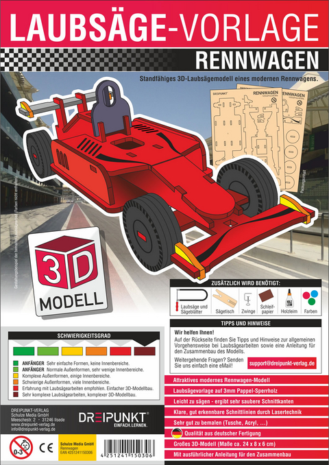 Laubs&auml;ge-Vorlage Rennwagen