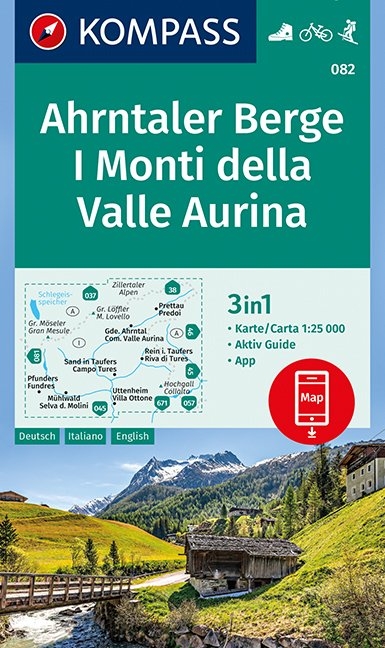 KOMPASS Wanderkarte Ahrntaler Berge, I Monti della Valle Aurina - 