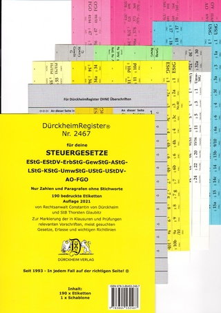 DürckheimRegister® STEUERGESETZE: Zahlen und §§, OHNE Stichworte