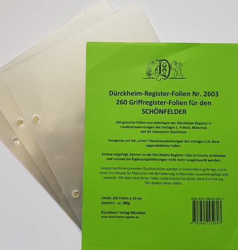 260 D&uuml;rckheimRegister&reg; -FOLIEN zum Einheften und Unterteilen der Gesetzessammlungen - 