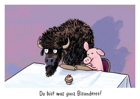 Warum hei&szlig;t der L&ouml;we L&ouml;we? - Postkartenset "Bison" - J&ouml;rg M&uuml;hle