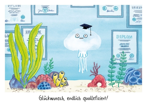 Warum hei&szlig;t der L&ouml;we L&ouml;we? - Postkartenset "Qualle" - J&ouml;rg M&uuml;hle