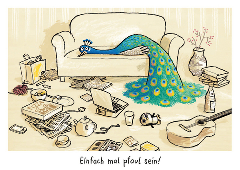 Warum hei&szlig;t der L&ouml;we L&ouml;we? - Postkartenset "Pfau" - J&ouml;rg M&uuml;hle