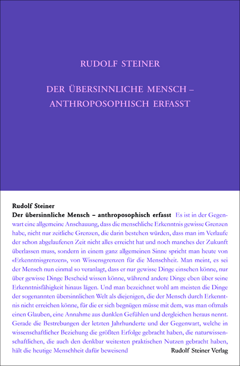 Der &uuml;bersinnliche Mensch - anthroposophisch erfasst - Rudolf Steiner