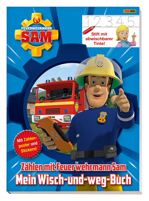 Feuerwehrmann Sam: Mein Wisch-und-weg-Buch: Z&auml;hlen mit Feuerwehrmann Sam -  Panini