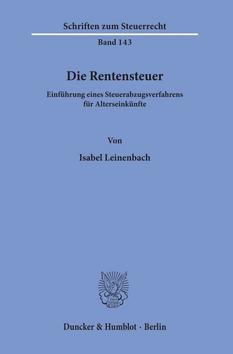 Die Rentensteuer. - Isabel Leinenbach