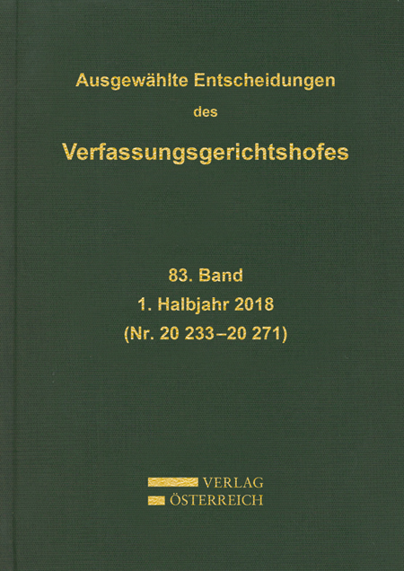 Ausgew&auml;hlte Entscheidungen des Verfassungsgerichtshofes - 