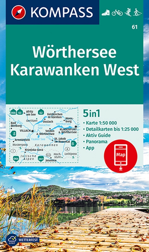 KOMPASS Wanderkarte 61 W&ouml;rthersee, Karawanken West 1:50.000