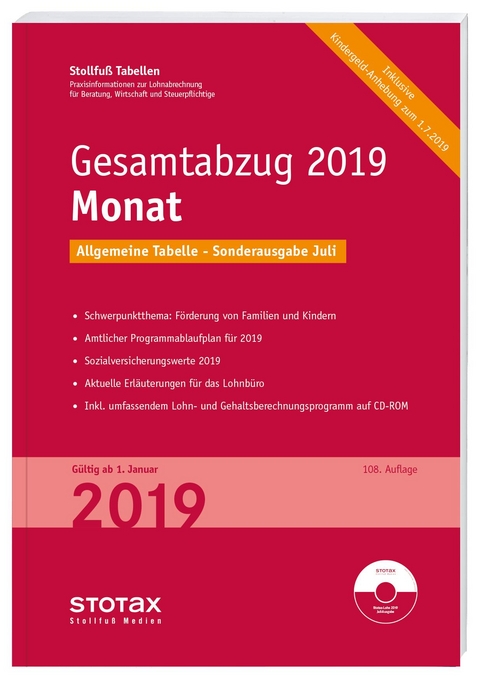 Tabelle, Gesamtabzug 2019 Monat - Sonderausgabe Juli