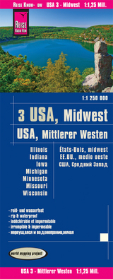 Reise Know-How Landkarte USA 03, Mittlerer Westen / USA, Midwest (1.1.250.000) : Illinois, Indiana, Iowa, Michigan, Minnesota, Missouri, Wisconsin - 
