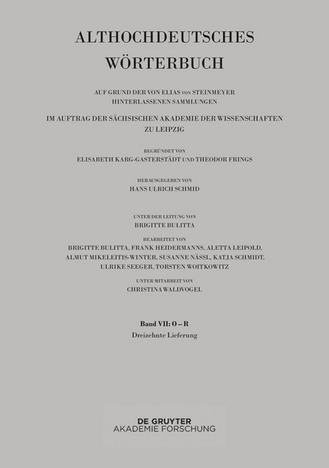 Band VII: O &ndash;R. 13. Lieferung (r&icirc;hhen bis ringan) - 