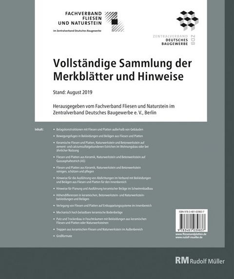 Merkblätter Fliesen Komplettpaket - Rudolf Voos