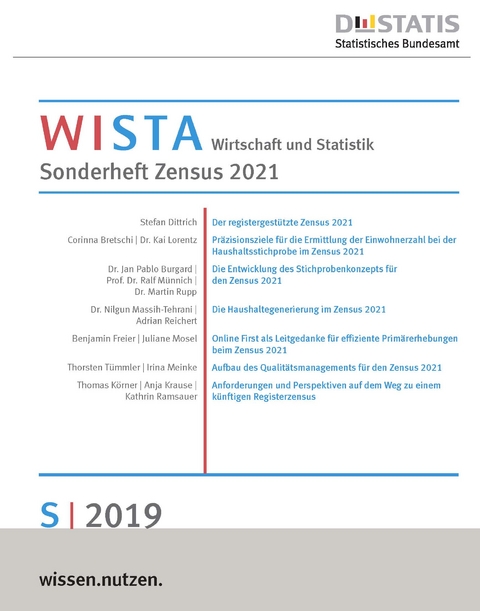 WISTA S/2019 - Sonderheft Zensus 2021 - Bezug endet zum 24.02.2020