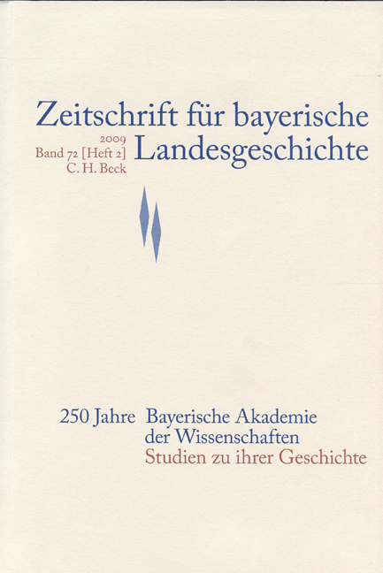 Zeitschrift f&uuml;r bayerische Landesgeschichte Band 72 Heft 2/2009