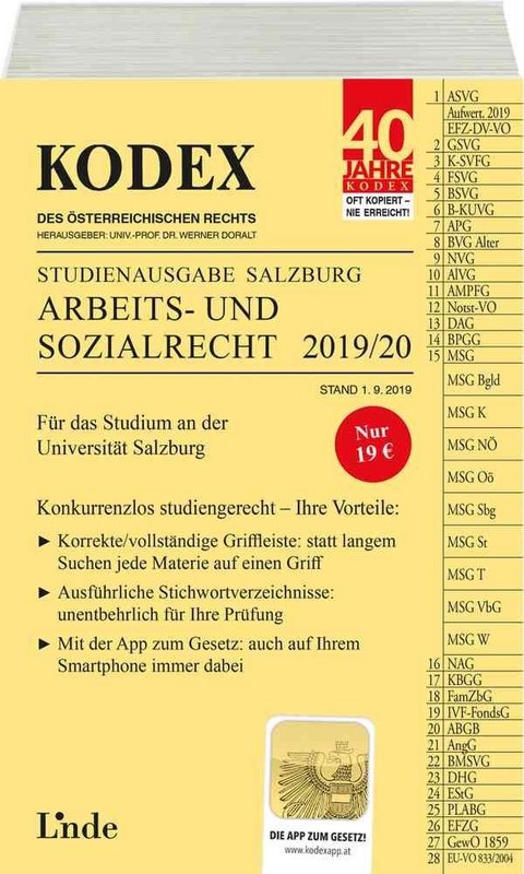 KODEX Studienausgabe Arbeits- und Sozialrecht 2019/20 - 