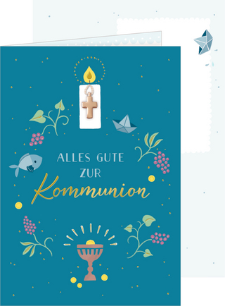 Grußkarte - Alles Gute zur Kommunion (petrol)