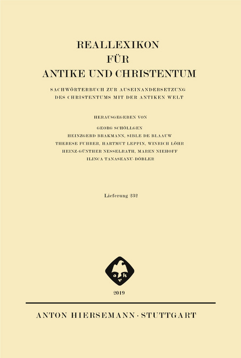 Reallexikon f&uuml;r Antike und Christentum - 