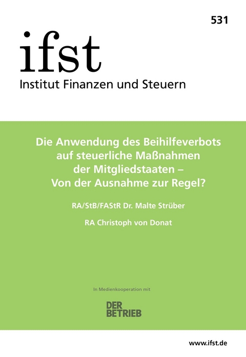 ifst-Schrift 531 - Malte Str&uuml;ber, Christoph von Donat