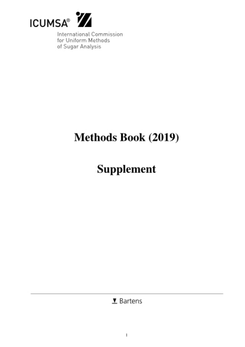 ICUMSA Supplement 2019