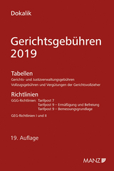 Gerichtsgeb&uuml;hren 2019 Tabellen und Richtlinien - 
