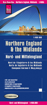 Reise Know-How Landkarte Nord- und Mittelengland / Northern England & the Midlands (1:400.000)