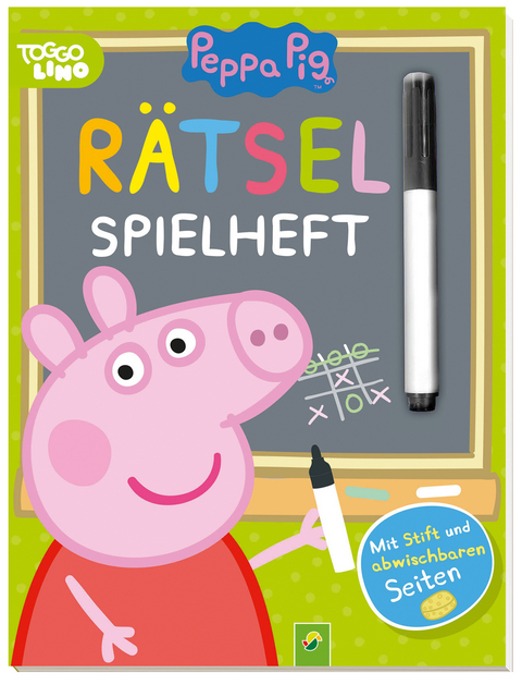 Peppa Pig R&auml;tsel-Spielheft. R&auml;tselbuch mit Stift und abwischbaren Seiten