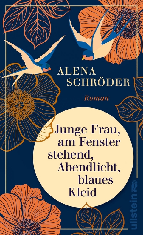 Junge Frau, am Fenster stehend, Abendlicht, blaues Kleid - Alena Schr&ouml;der