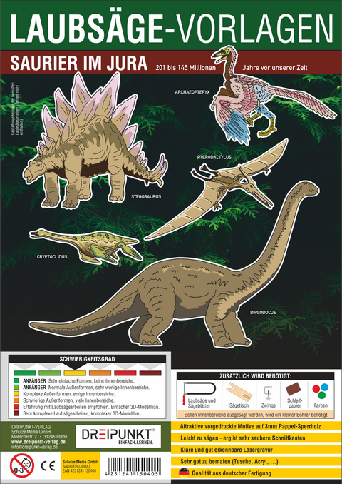 Laubs&auml;gevorlage Saurier im Jura - 