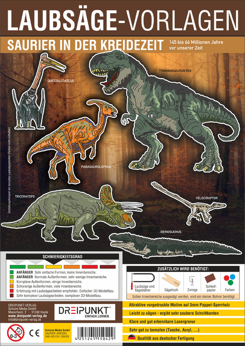 Laubs&auml;gevorlage Saurier in der Kreidezeit - 