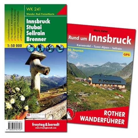 Innsbruck Wanderungen-Set, Wanderf&uuml;hrer + Wanderkarte 1:50.000, in praktischer Umh&auml;ngetasche