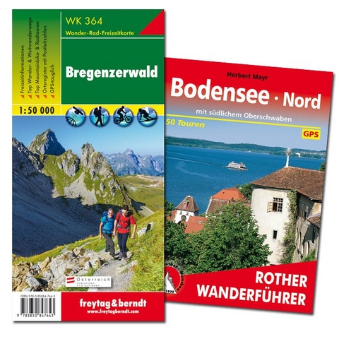 Bregenz bis Bodensee Nord Wanderungen-Set, Wanderf&uuml;hrer + Wanderkarte 1:50.000, in praktischer Umh&auml;ngetasche