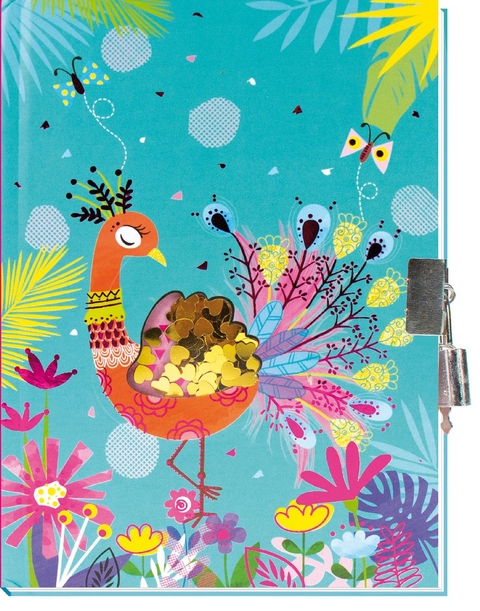 Tr&ouml;tsch Tagebuch mit Pailletten Pfau