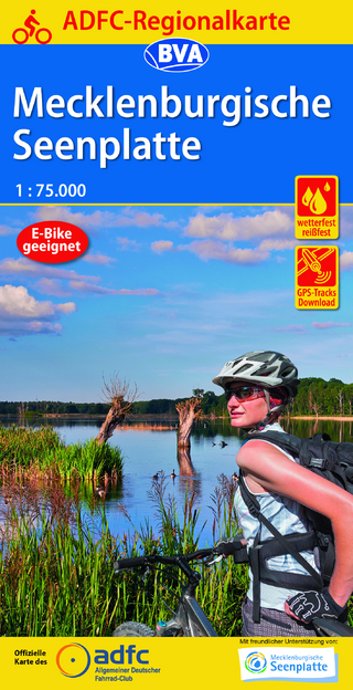 ADFC-Regionalkarte Mecklenburgische Seenplatte, 1:75.000, mit Tagestourenvorschlägen, reiß- und wetterfest, E-Bike-geeignet, mit Knotenpunkten, GPS-Tracks Download