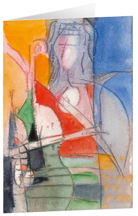 Kunstkarten "Frau mit Geige" 5 Stk