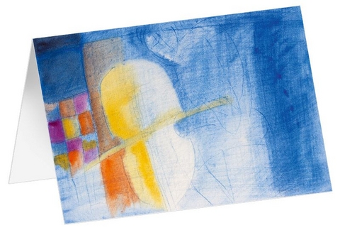 Kunstkarten "Gelbes Streichinstrument" 5 Stk